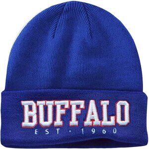 Women's Blue & Red Soft Knit Winter Hat For Cold Weather Beanie Toque Hat